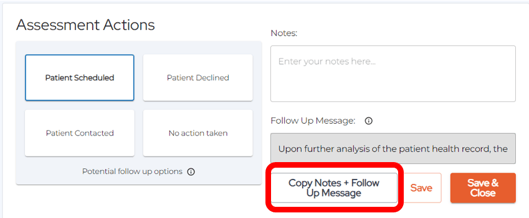 Assessment Actions - Copy Notes